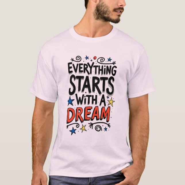 T-Shirt Tendance Rêveur Typographie (Devant)