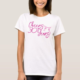 T-shirt Tendance rose Whimsical main tiré 30e anniversaire
