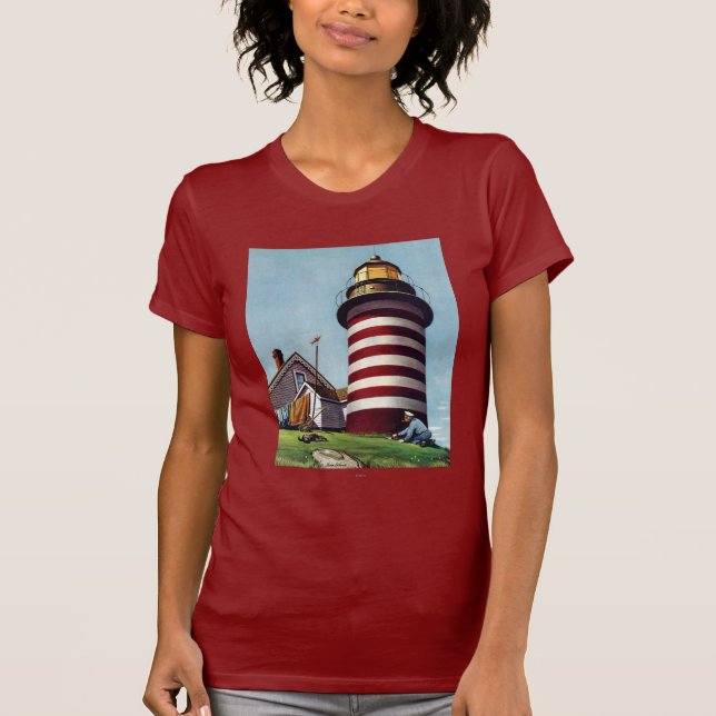 T-shirt Teneur de phare par Stevan Dohanos (Devant)