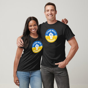 T-shirt Tenez-vous avec l'Ukraine Rond et main