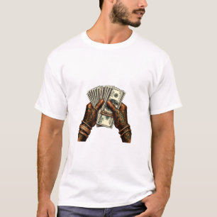 T-shirt Tenir à la main des bons de dollars