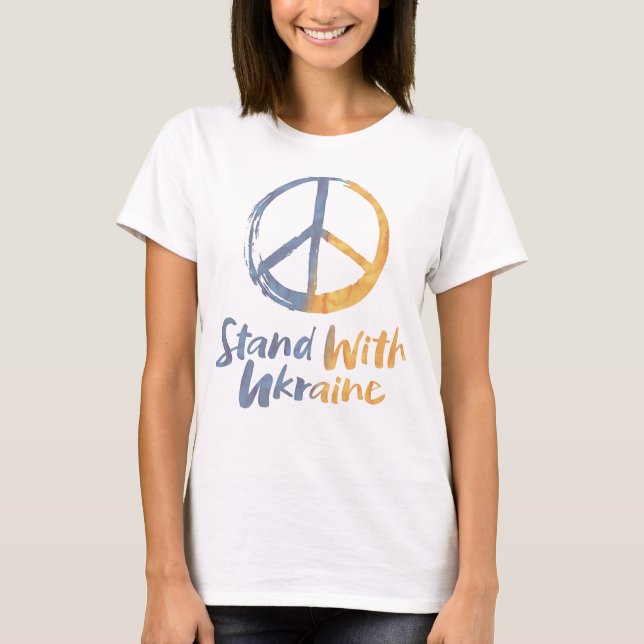 T-shirt Tenir avec l'Ukraine - Symbole de la paix Signe de (Devant)