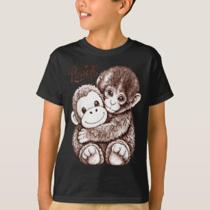 T-shirt Tenir bon Singe Poing Macaque Bébé Mignon Peluche