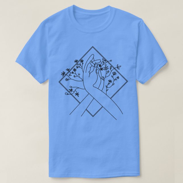 T-shirt Tenir les mains avec des fleurs en diamant (Design devant)