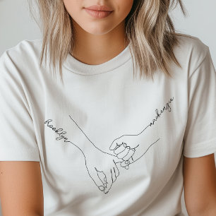 T-shirt Tenir Les Mains Besties Nom Personnalisé Amitié