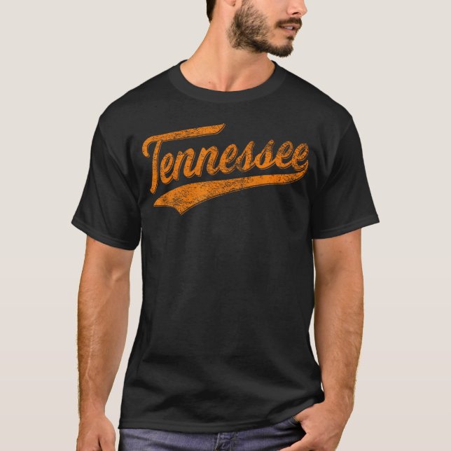 T-shirt Tennessee Baseball Script de sport Curling Drapeau (Devant)