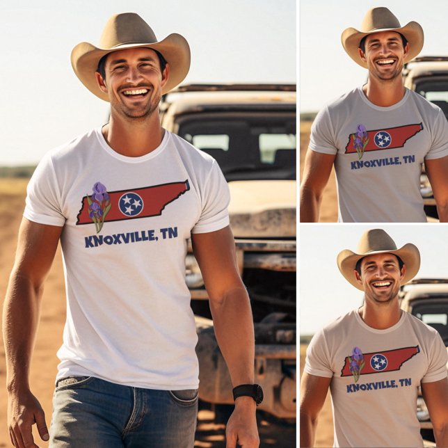 T-shirt Tennessee Drapeau et Fleur pourpre Iris Texte pers (Créateur téléchargé)