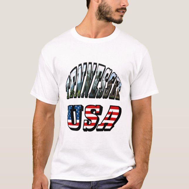 T-shirt Tennessee et USA Picture Text (Devant)