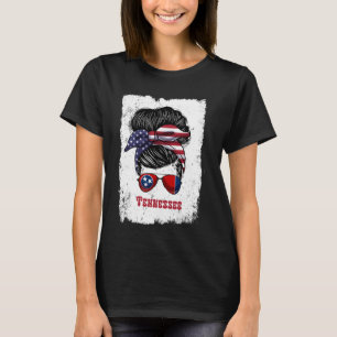 T-shirt Tennessee Girl Trip Messy Bun US Drapeau État Sung