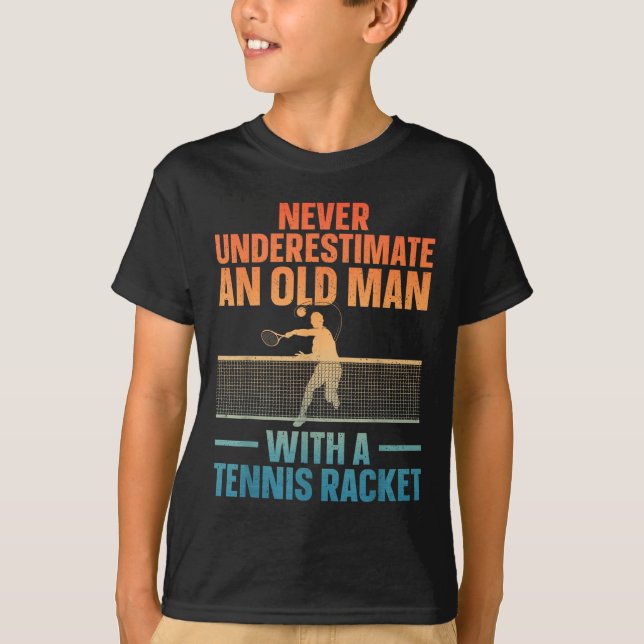 T-shirt Tennis Art Pour Hommes Grandpa Tennis Lover Pla (Devant)
