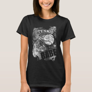 T-shirt Tennis Babe, Black Grunge Tennis