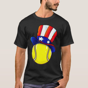 T-shirt Tennis Ball Uncle Sam 4 juillet Américain Drapeau
