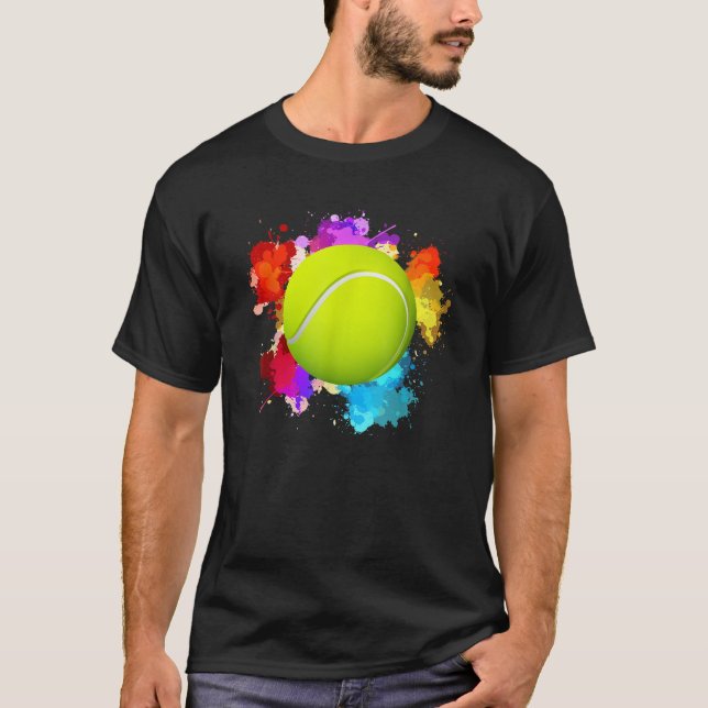 T-shirt Tennis Balls Racket Sport Aquarelle Art Adolescent (Devant)