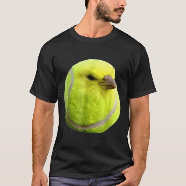 T-shirt Tennis Bird Meme Round Budgie Tennis Ball  (Devant)