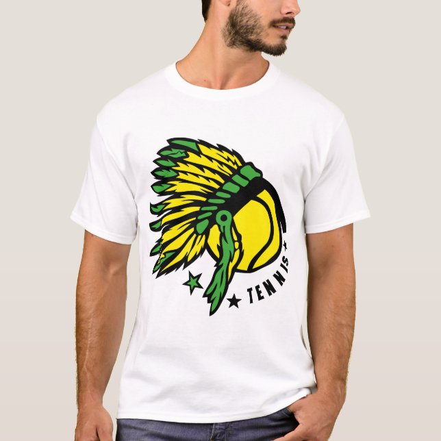 T-shirt tennis coiffure indien chef logo club indienne (Devant)