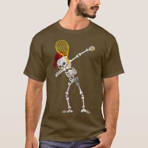 T-shirt Tennis Dabbing Skeleton Pirate Skeleton Jouer Te