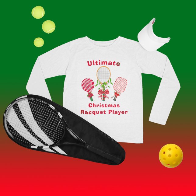 T-shirt Tennis de Noël, Paddleball, Joueur de Pickleball (Créateur téléchargé)
