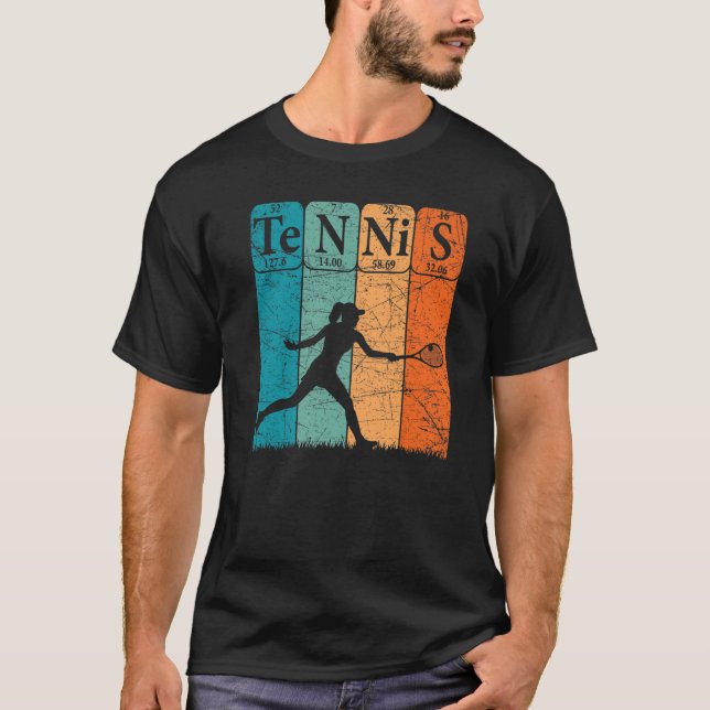 T-shirt Tennis Éléments de table périodique Joueuse de ten (Devant)
