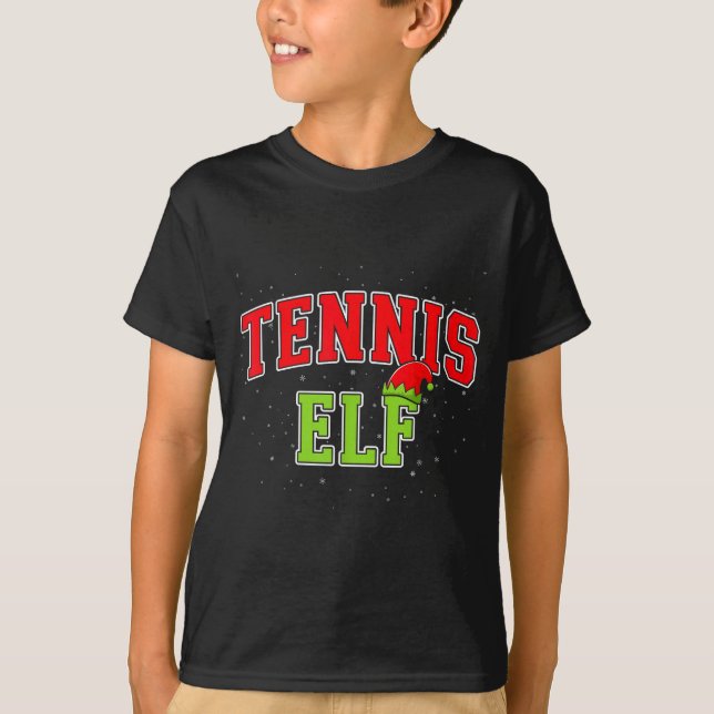 T-shirt Tennis Elf Christmas Family Matching Group Xmas  (Devant)