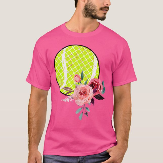 T-shirt Tennis Floral pour filles et femmes imprimé à fleu (Devant)