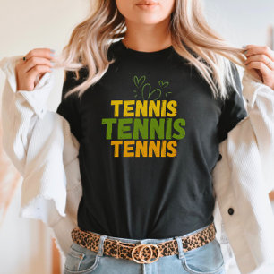 T-shirt Tennis Love – Cœur Vert et Jaune Audacieux