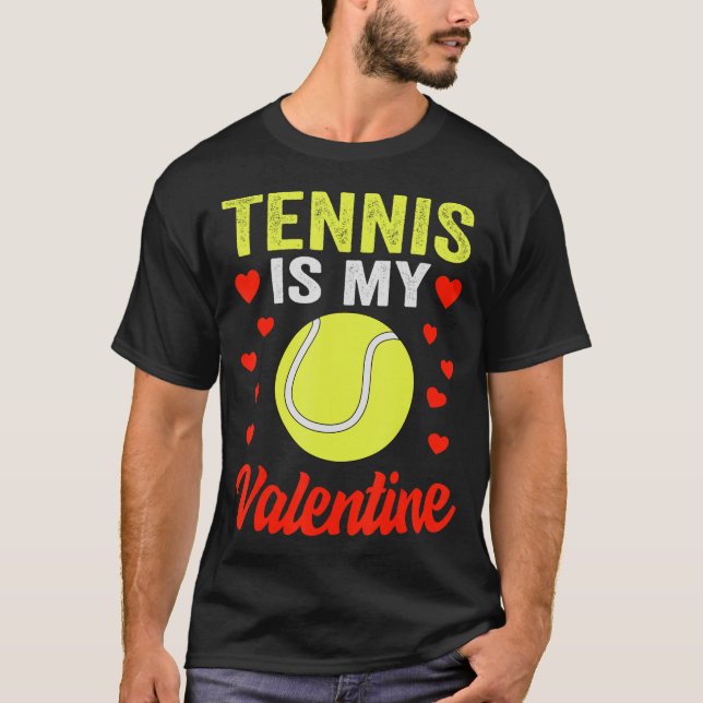 T-shirt Tennis Valentines Jour Tennis Est Ma Valentine Fem (Devant)