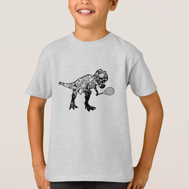 T-shirt Tennisaurus Rex badine le dinosaure T-rex jouant (Devant)