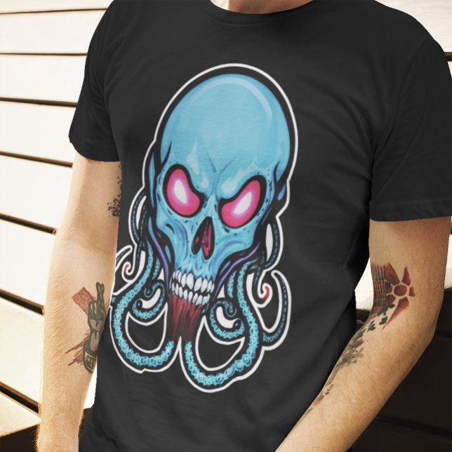 T-shirt Tentacle stylisé bleu déplaisant (Créateur téléchargé)