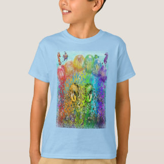 T-shirt Tentacules de méduse arc-en-ciel