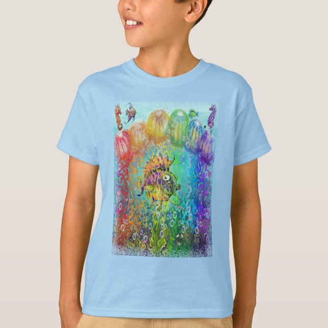T-shirt Tentacules de méduse arc-en-ciel (Devant)