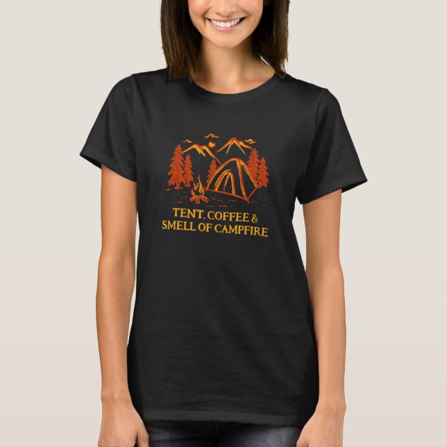 T-shirt Tente Café & Odeur De Feu De Camp Camping Randonné (Devant)
