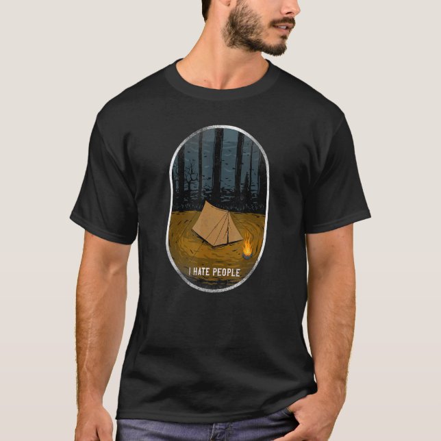 T-shirt Tente de camping Je déteste les gens (Devant)