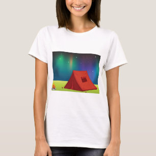 T-shirt Tente de camping sous les lumières boréales vibran
