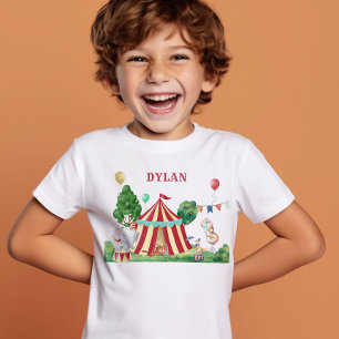 T-shirt Tente de cirque et nom d'animaux de fête forains p
