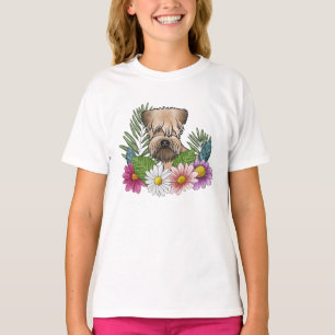 T-shirt Tenter Irlandais à poil doux Fleur colorée d'été