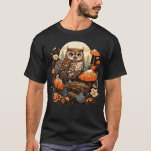 T-shirt Tenue champêtre de chouette à motif de champignon 