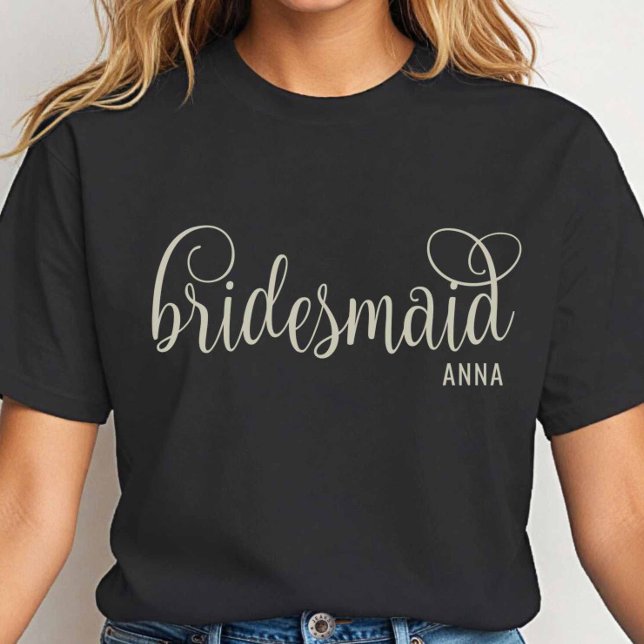 T-shirt Tenue de demoiselle d'honneur en script blanc cass (Créateur téléchargé)