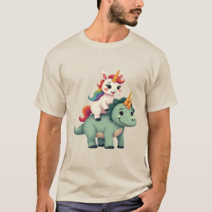 T-shirt Tenue de dinosaure Triceratops chevauchant une lic