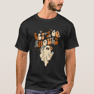 T-shirt Tenue de fantôme d'Halloween Rétro Groovy Allons-y