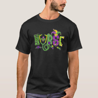 T-shirt Tenue de fête de la Nurse Mardi Gras Léopard