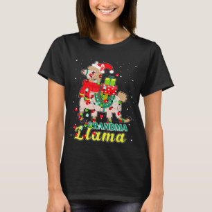 T-shirt Tenue de pyjama de Noël Llama Grand-mère chapeau d