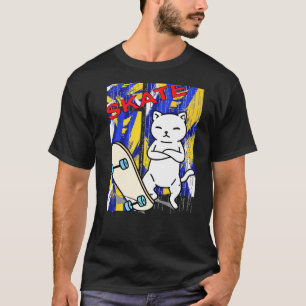 T-shirt Tenue de skateboard et chat de patinage mignon Mig