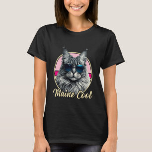 T-shirt Tenue Rétro pour Chat Maine Coon Maine Animal Cool