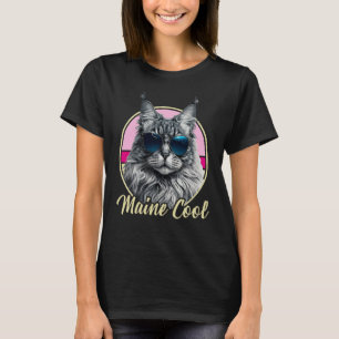T-shirt Tenue Rétro pour Chat Maine Coon Maine Animal Cool