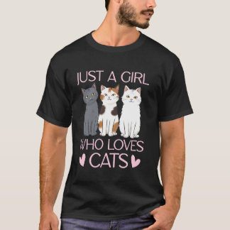T-shirt Tenues de chat pour filles femmes juste une fille