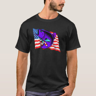 T-shirt Tenues de famille de pêcheur de drapeau américain