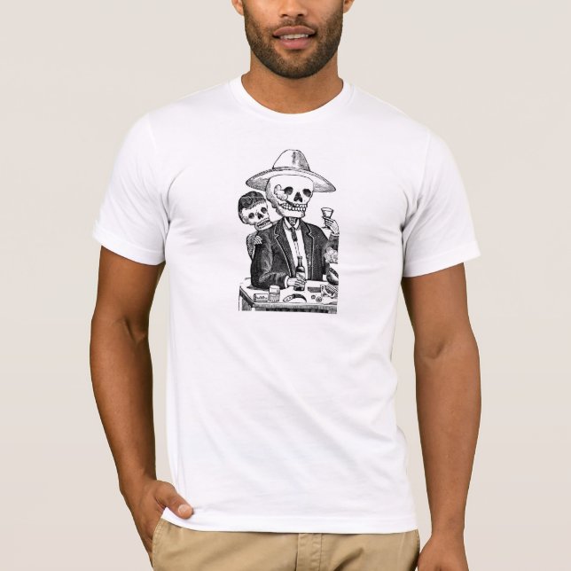T-shirt Tequila et tabagisme potables squelettiques (Devant)