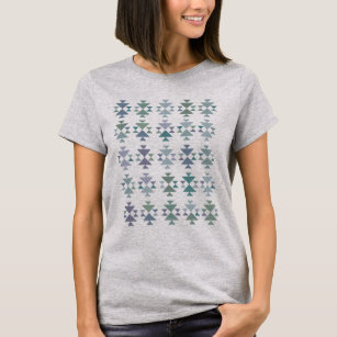 T-shirt Terme bleu vert triangle géométrique Motif aztèque