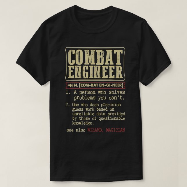 T-shirt Terme du dictionnaire de l'ingénieur de combat  (Design devant)