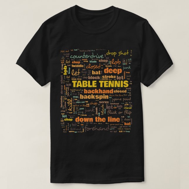T-shirt Terminologie de tennis de table Termes couramment  (Design devant)